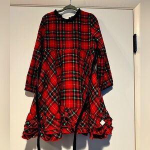 Sweet Honey, Plaid Holiday Dress with blue velvet bow, Size 5.